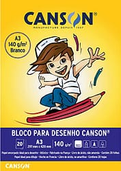 Bloco de Desenho Branco A3 Canson 140g/m² 20 Folhas