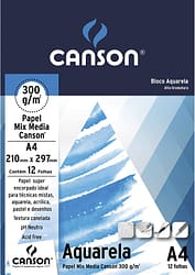 Bloco Aquarela A4 Canson 300 g/m² 12 Folhas