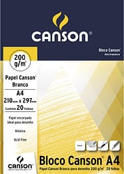 Bloco Desenho Branco A4 Canson 200g/m² 20 Folhas