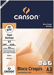 Bloco Croquis Manteiga A3 Canson 40g/m² 50 Folhas