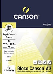 Bloco Desenho Branco A3 Canson 180g/m²