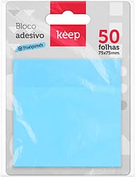 Bloco Adesivo Azul Pastel Transparente 50 Folhas Keep Multilaser