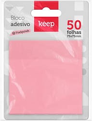 Bloco Adesivo Rosa Pastel Transparente Keep Multilaser 50 Folhas