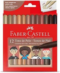 Canetinha Vai e Vem Tons de Pele 12 Cores Faber-Castell