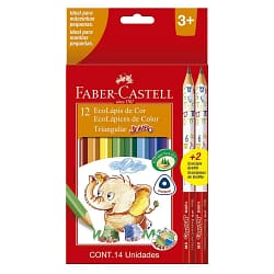 Lápis de Cor Ecolápis Triangular Jumbo 12 Cores Faber-Castell