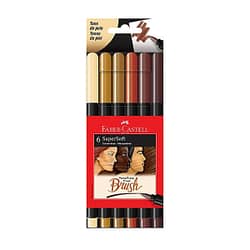 Canetinhas Brush Supersoft Ponta Pincel  6 Cores Tons de Pele Faber-Castell