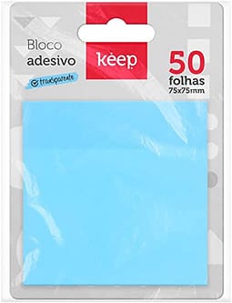 Bloco Adesivo Azul Pastel Transparente 50 Folhas Keep Multilaser
